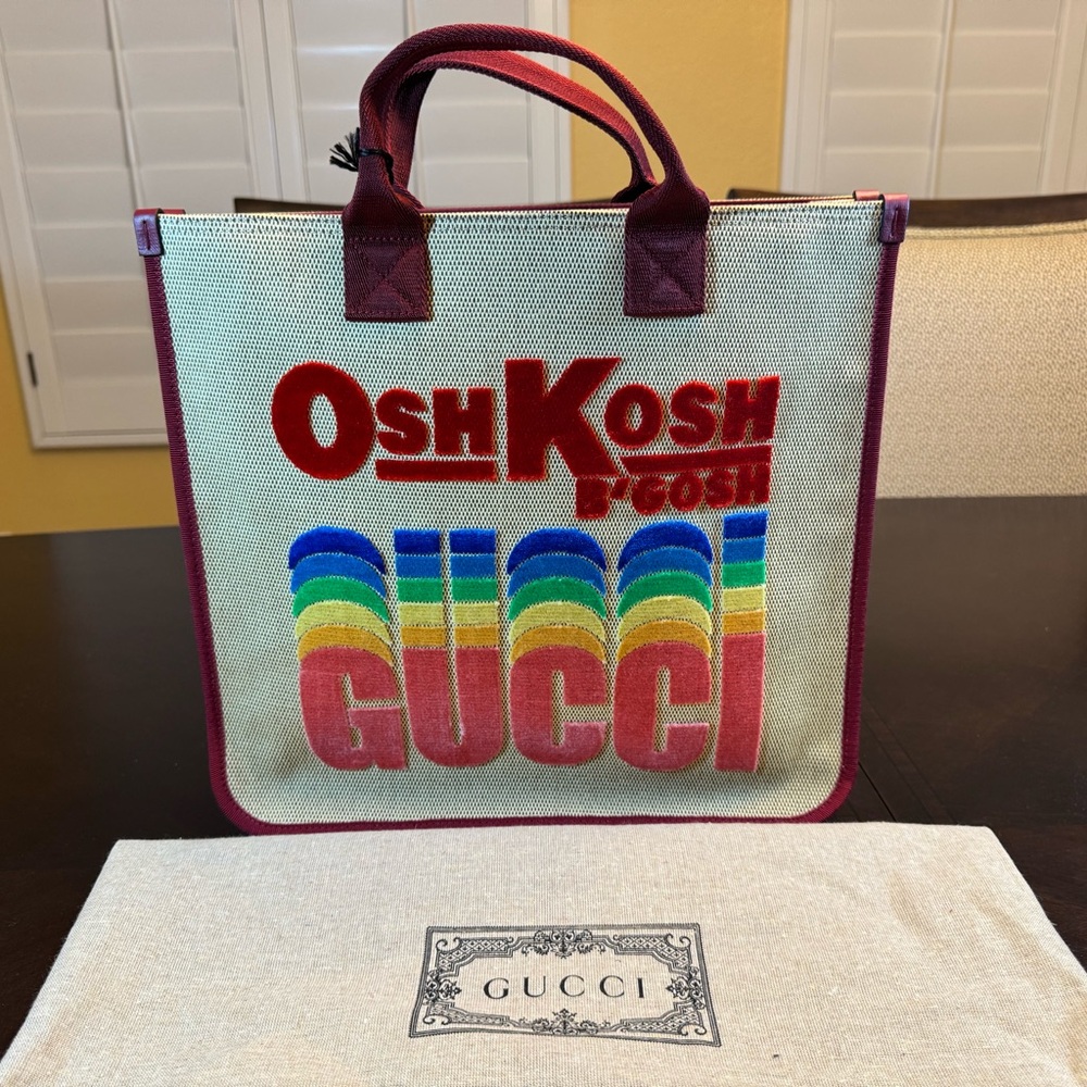 New Authentic Gucci Logo Multicolor Tote Bag - Picture 1 of 11